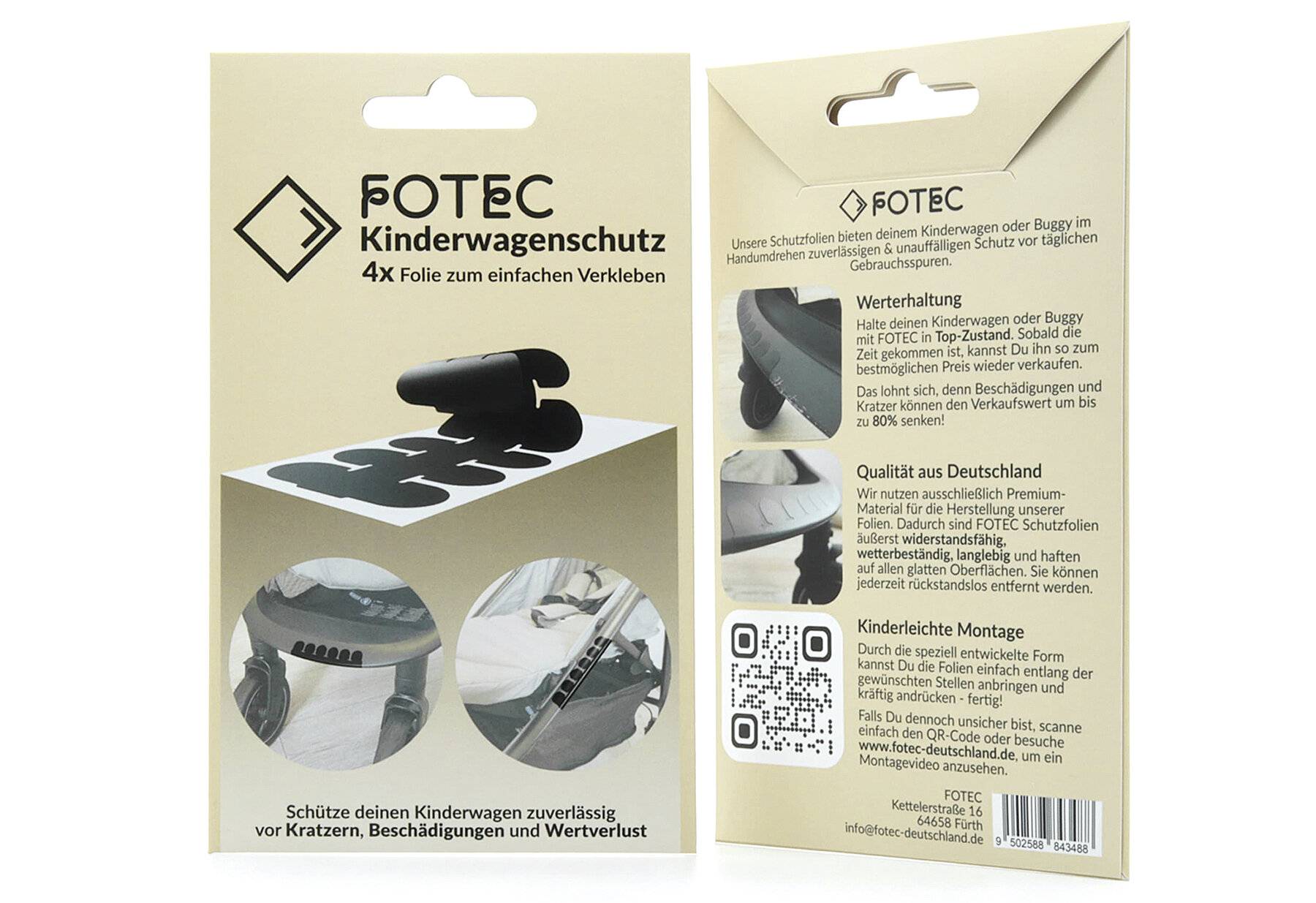 FOTEC Kinderwagen & Buggy Schutzfolien-Set 4er Pack-1