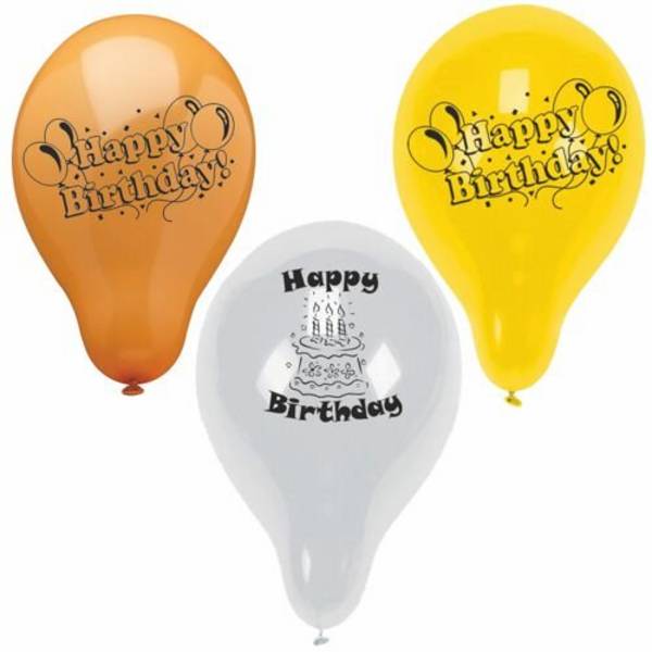 PAPSTAR 10 Luftballons Ø 22 cm farbig sortiert Happy Birthday Luftballons Happy