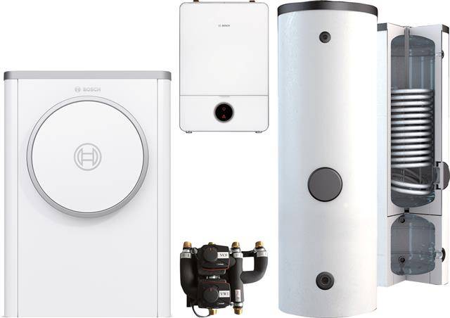 Bosch Luft-Wasser-Wärmepumpen-Paket Compress Bopa CS749 mit CS7400i AW 5 OR-S, R410A, 5kW, AWE 9, K-Sp. BPU 400 C, INPA-1