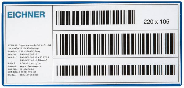 Etikettentasche,HxB 105x220mm,magnetisch,PVC,blau/transparent