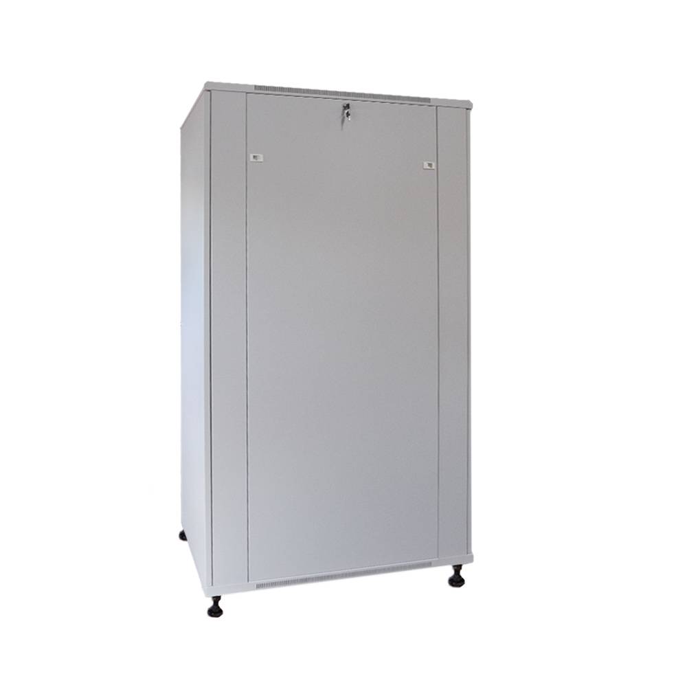 19 Zoll Netzwerkschrank SRK Komplettset 42 HE 600x800 perforierte Doppeltüren Lüfter PDU 3x Fachböden Flatpack Lichtgrau-1