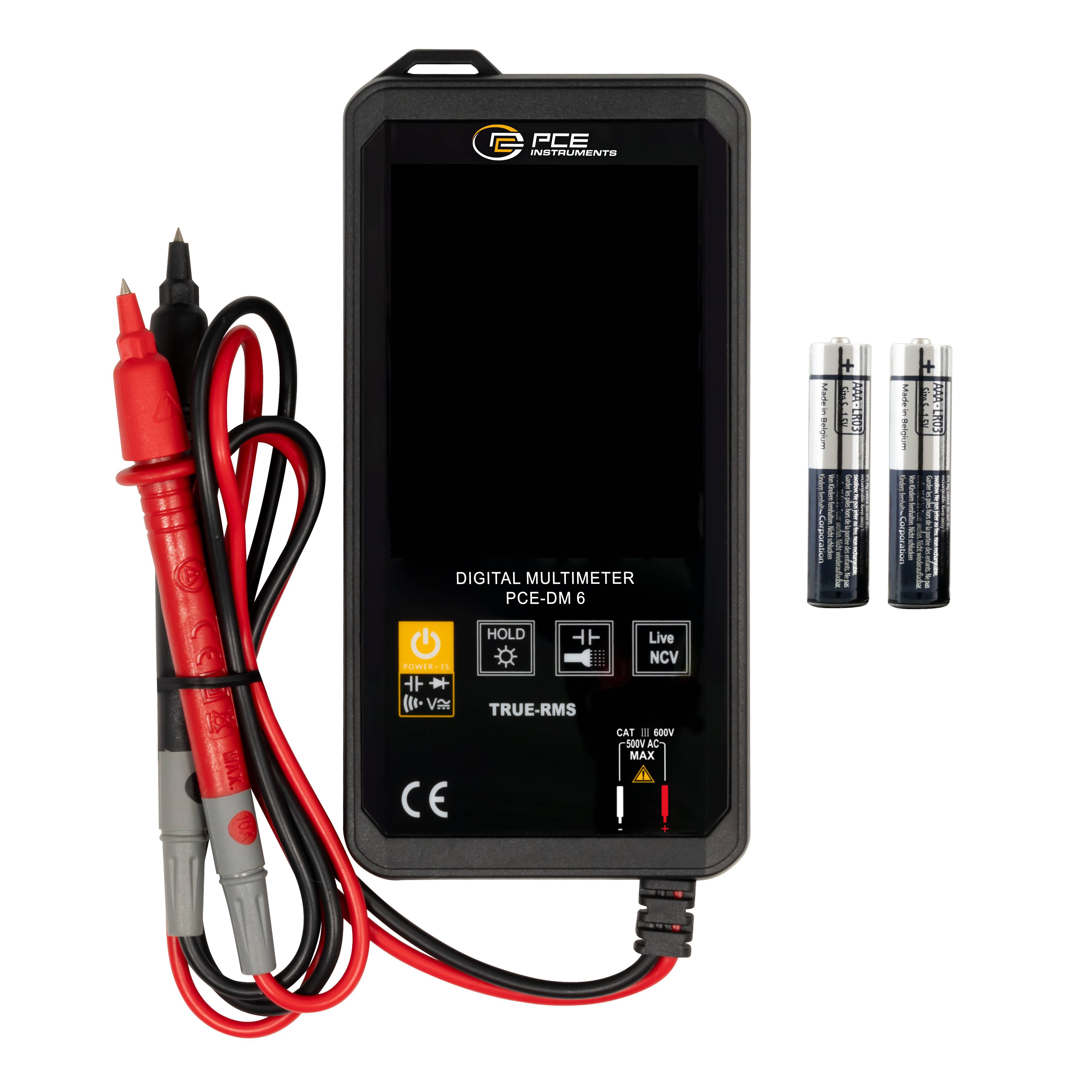 PCE Instruments Digitalmultimeter PCE-DM 6 True RMS |Umgebungstemperatur |automatisch |manuell |LCD groß |Touch-Tasten-6