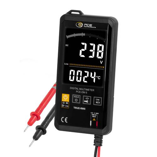 PCE Instruments Digitalmultimeter PCE-DM 6 True RMS Umgebungstemperatur automatisch manuell LCD groß Touch-Tasten