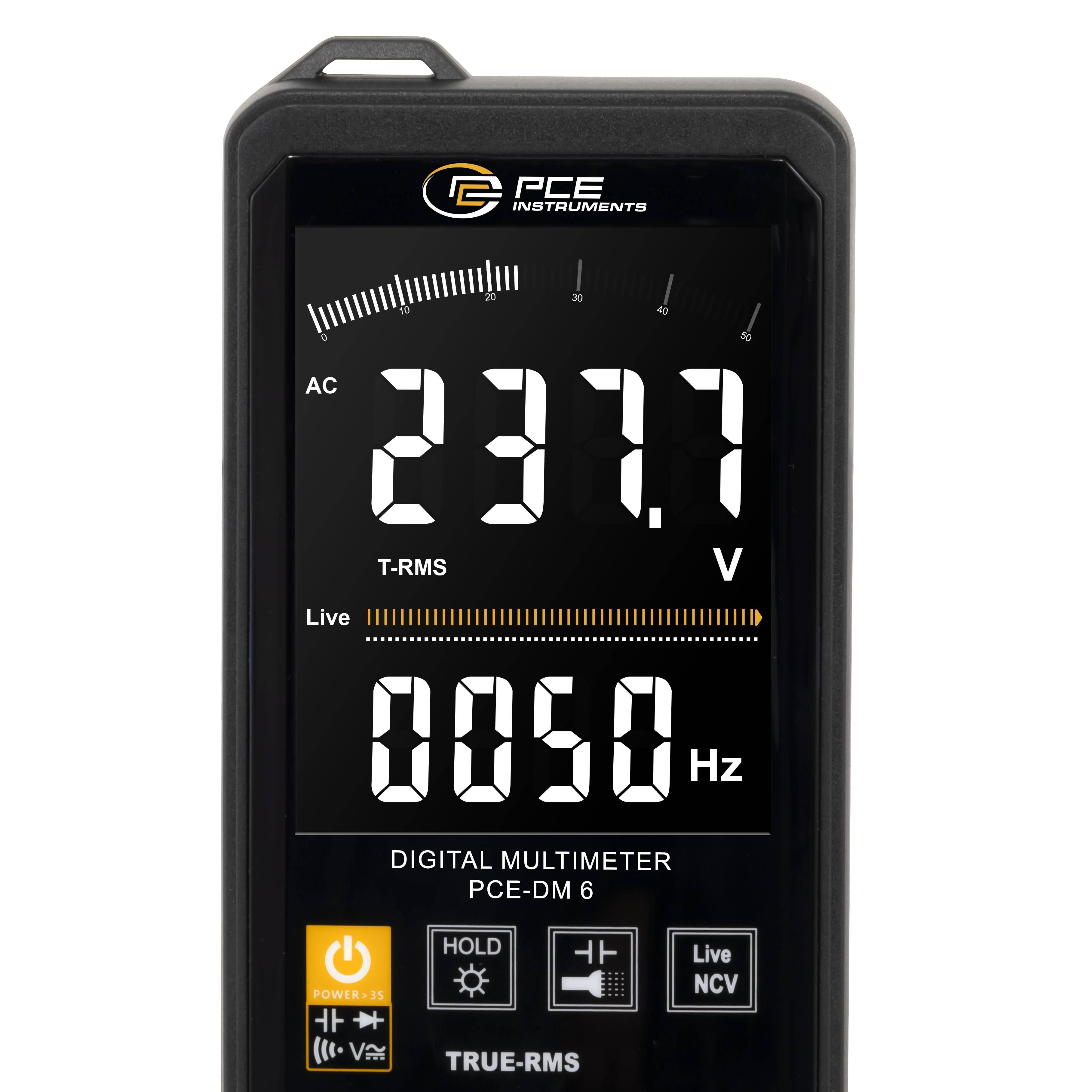 PCE Instruments Digitalmultimeter PCE-DM 6 True RMS |Umgebungstemperatur |automatisch |manuell |LCD groß |Touch-Tasten-1