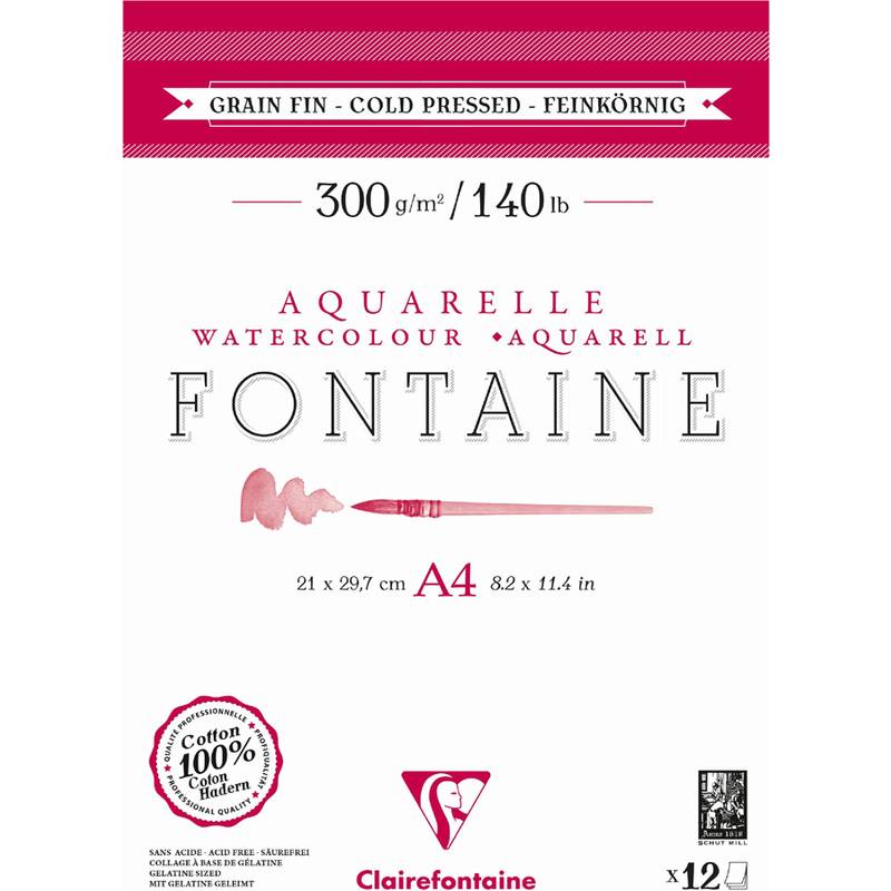 Clairefontaine Aquarellblock FONTAINE, feinkörnig, DIN A4-0