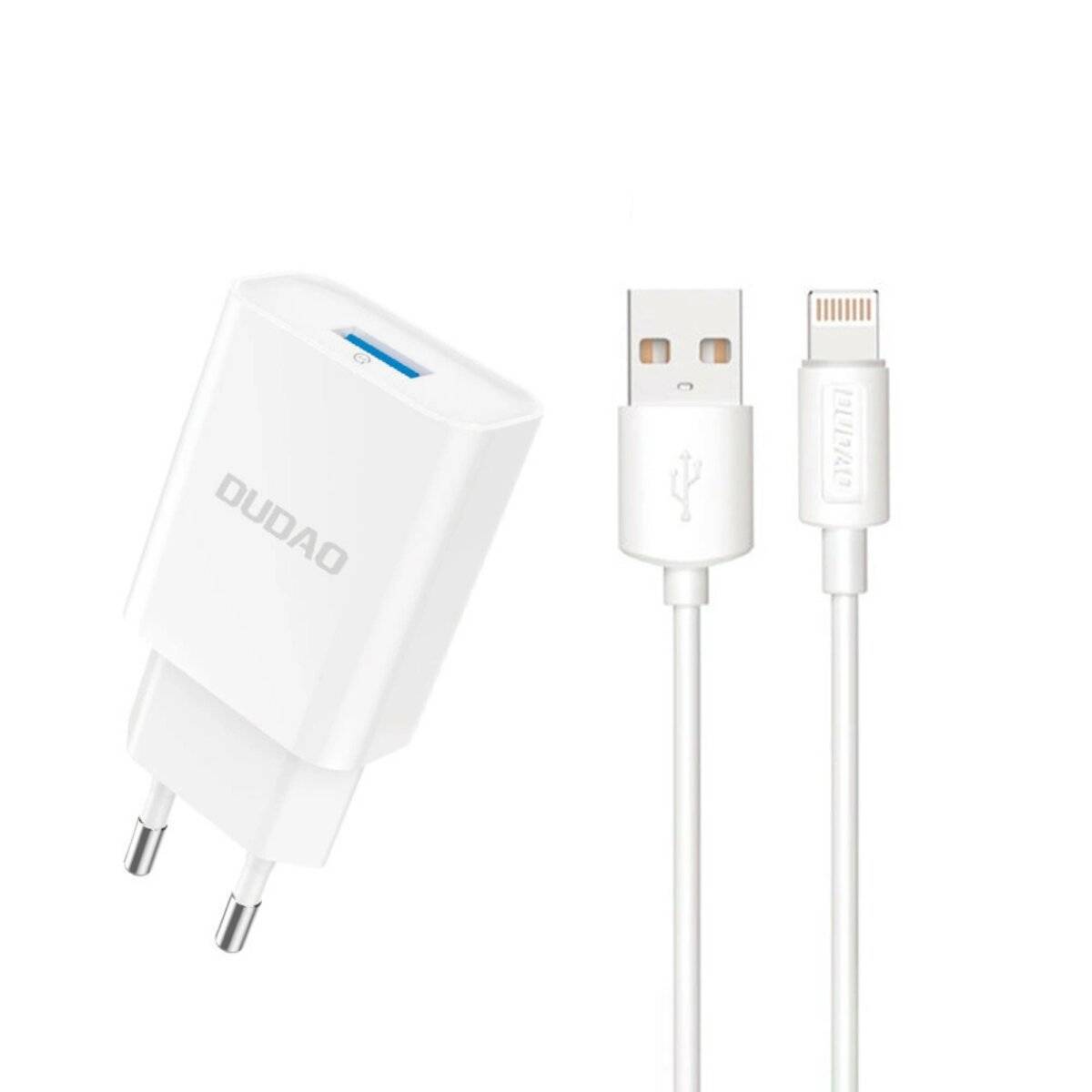 Ladegerät USB-A 2,1 A Wandladegerät  Weiß + USB-A kompatibel mit iPhone Kabel-0