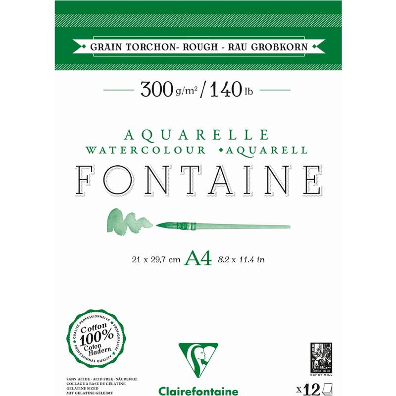 Clairefontaine Aquarellblock FONTAINE, rau, DIN A4-0