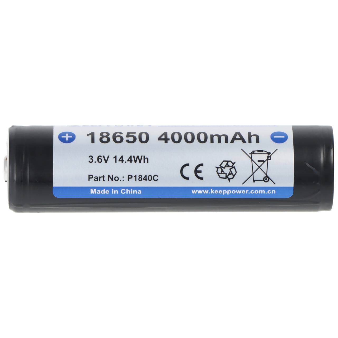 Li-ion Akku 18650 4000mAh, 3,6-3,7V geschützt, Pluspol erhöht, 69,2x18,7mm-1