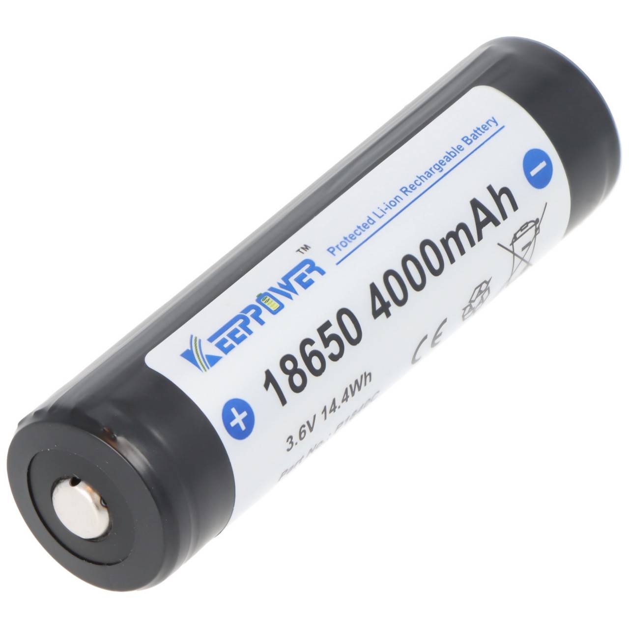 Li-ion Akku 18650 4000mAh, 3,6-3,7V geschützt, Pluspol erhöht, 69,2x18,7mm-2