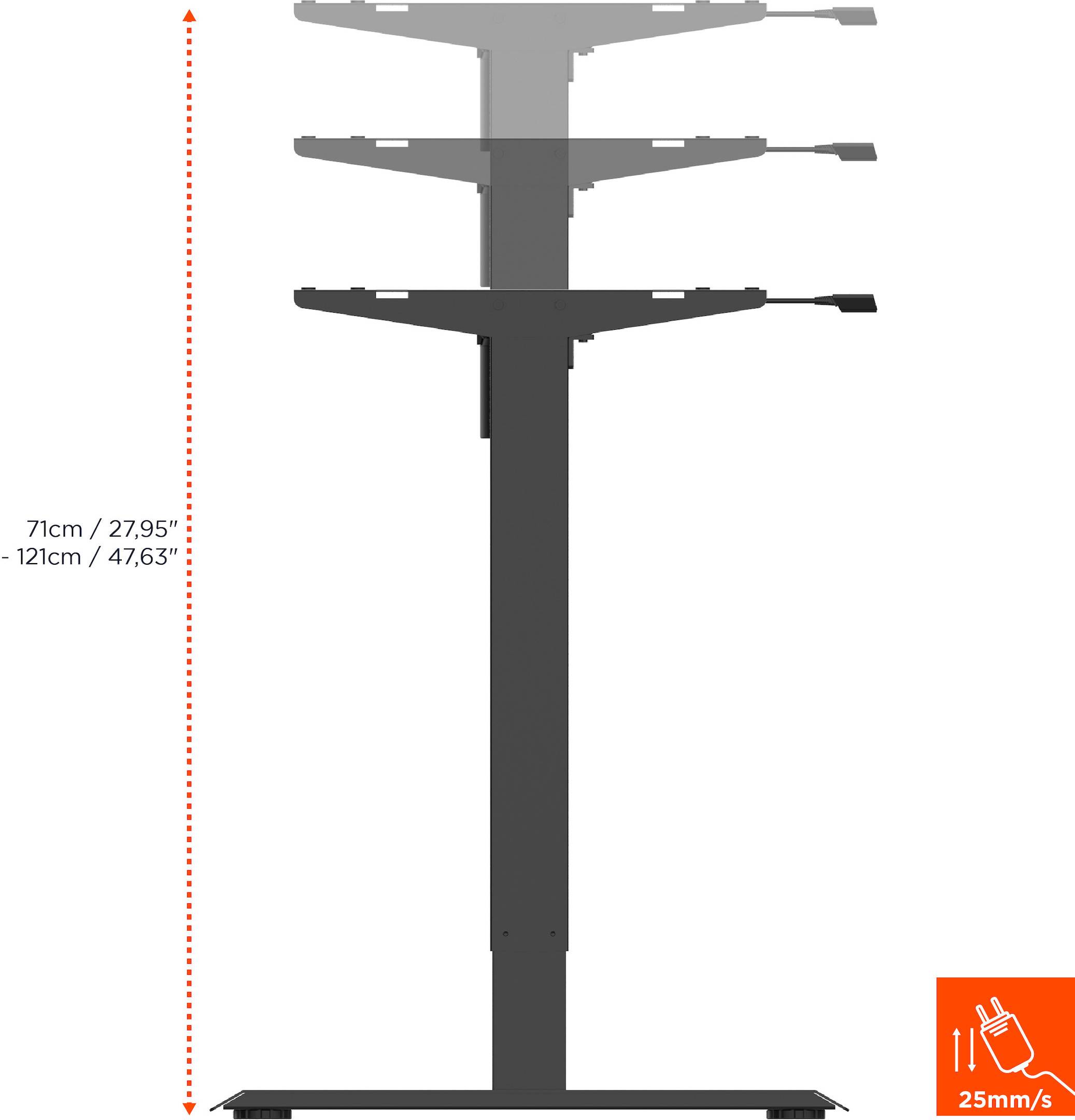 celexon elektrisch höhenverstellbarer Schreibtisch Economy eAdjust-71121 - schwarz, inkl. Tischplatte 150 x 75 cm-3