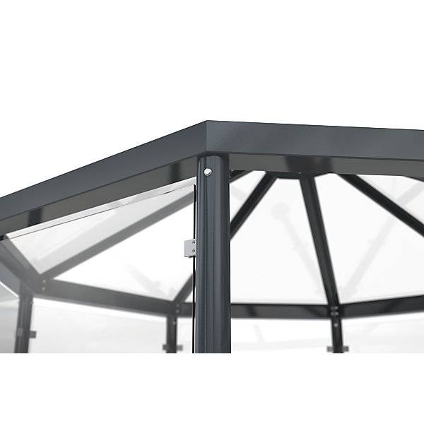 Personenüberdachung im Pavillon-Stil zum Aufdübeln HxBxT 3100 x 3300 x 3300 mm anthrazitgrau RAL 7016. WSM-1