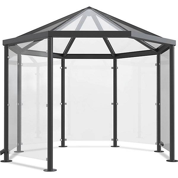 Personenüberdachung im Pavillon-Stil zum Einbetonieren HxBxT 3100 x 3300 x 3300 mm anthrazitgrau RAL 7016. WSM-0