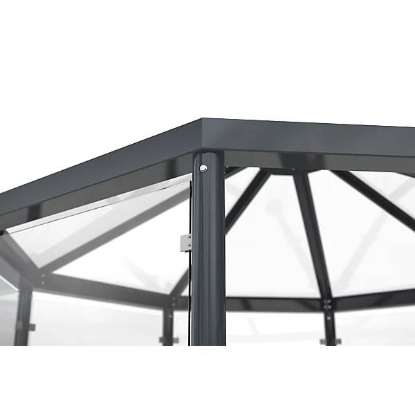 Personenüberdachung im Pavillon-Stil zum Einbetonieren HxBxT 3100 x 3300 x 3300 mm anthrazitgrau RAL 7016. WSM-1