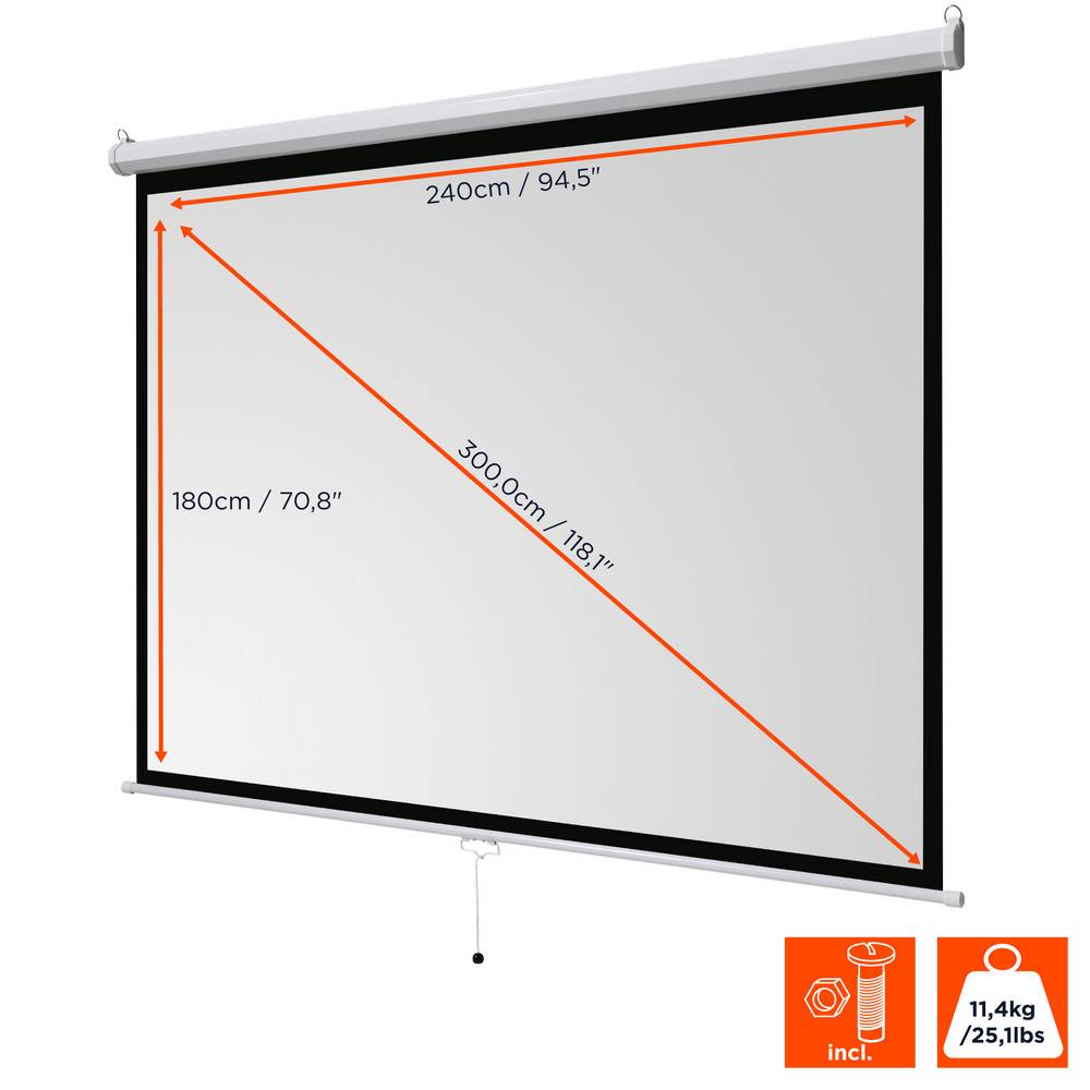 celexon basic Rollo-Leinwand 120" | 240x180 cm 4:3 | ausziehbare Full-HD 4K Beamer-Leinwand fÃ¼r Heimkino oder BÃ¼ro-PrÃ-1