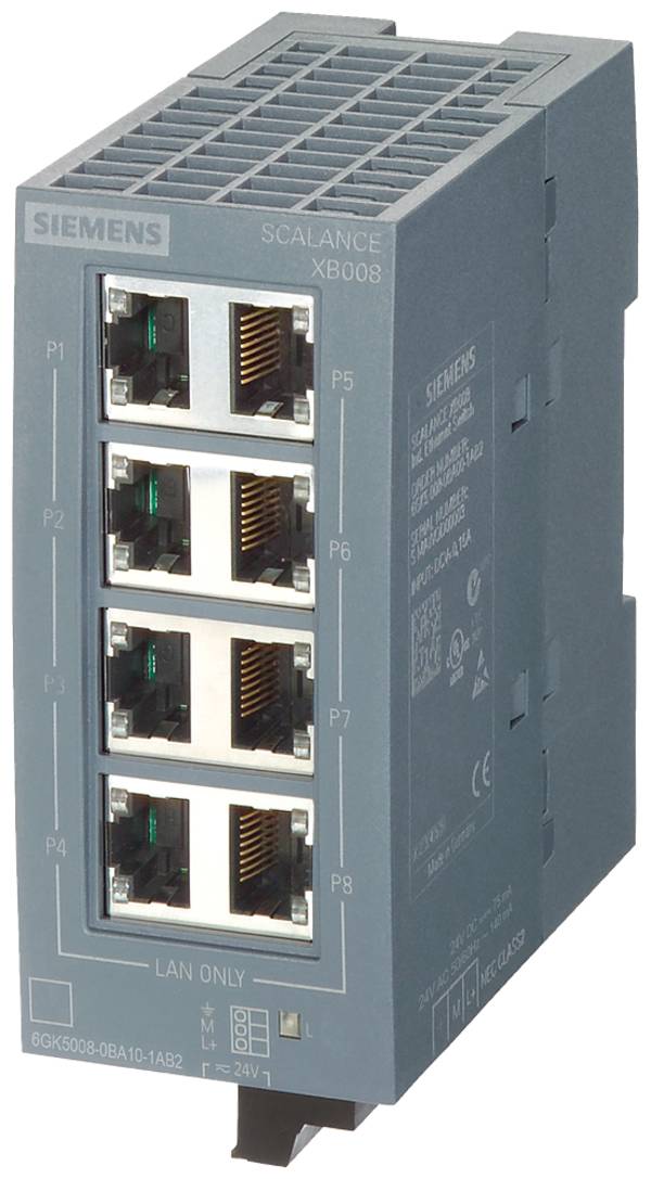 Siemens 6GK5008-0BA10-1AB2 - SCALANCE XB008 unmanaged Industrial Ethernet Switc