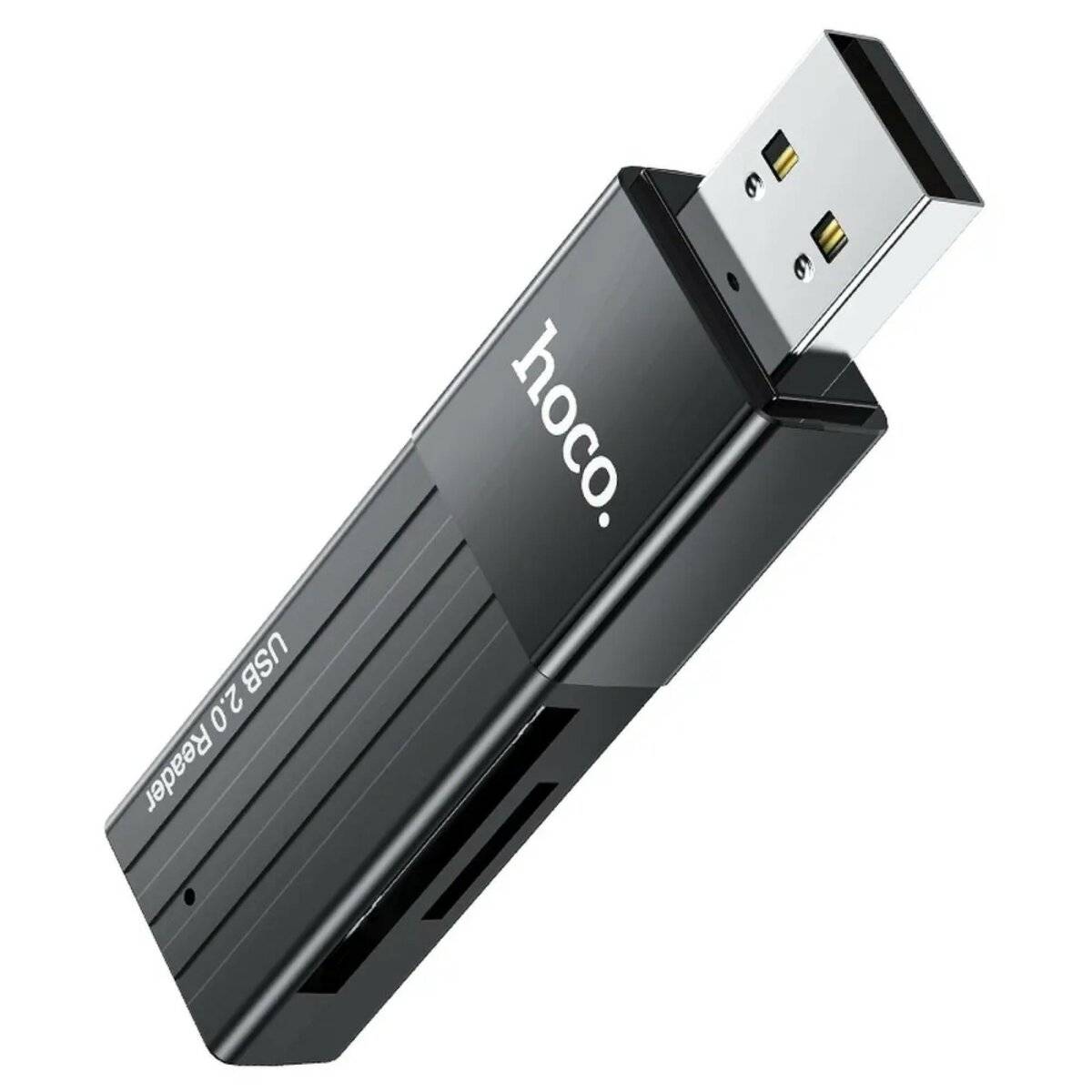 HOCO 2in1 USB A 2.0 HB20 Speicherkartenleser 2TB in Schwarz 480 Mbit/s-0