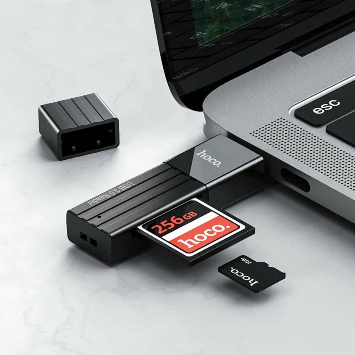 HOCO 2in1 USB A 2.0 HB20 Speicherkartenleser 2TB in Schwarz 480 Mbit/s-3