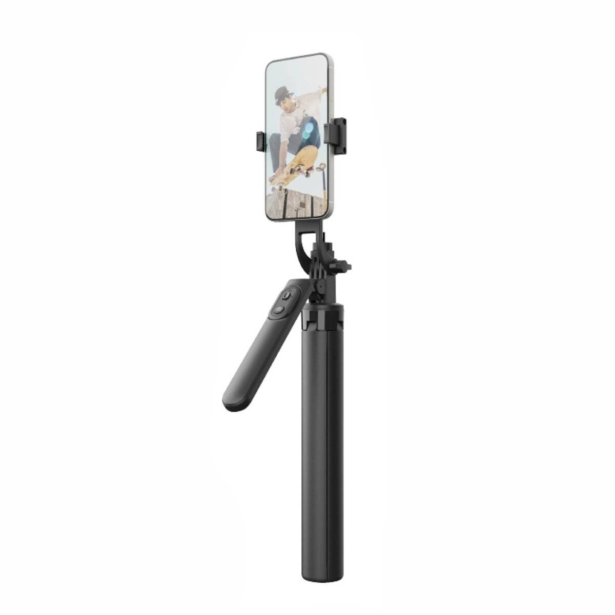 Teleskop-Selfie-Stick / stabiles Stativ bis 1,75 m Höhe mit 1/4 Zoll Gewinde und Telefonhalterung-1