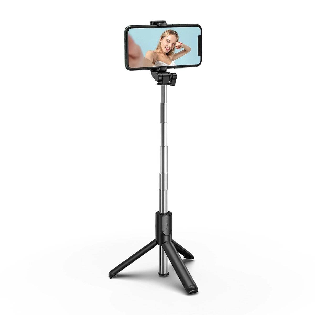 1 m Selfie-Stick Schwarz - Teleskopstativ Telefonhalter mit Bluetooth-Fernbedienung-3