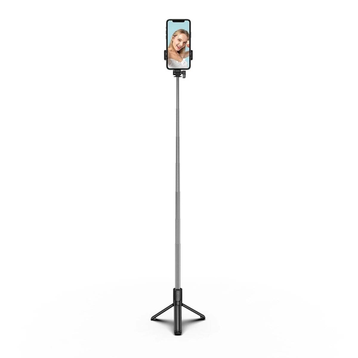 1 m Selfie-Stick Schwarz - Teleskopstativ Telefonhalter mit Bluetooth-Fernbedienung-4