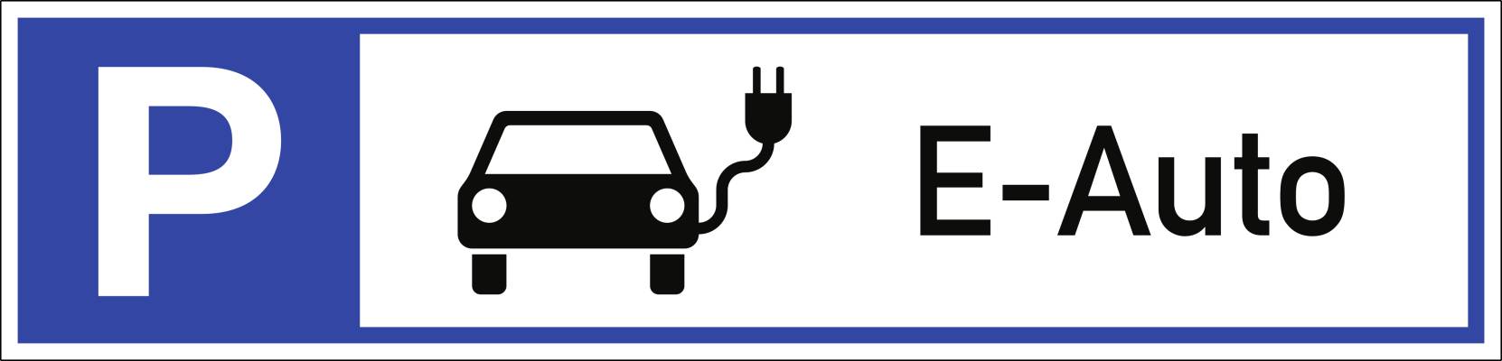 Schild Parkplatzreservierer E-Auto mit Symbol, Alu, 460x110 mm-0