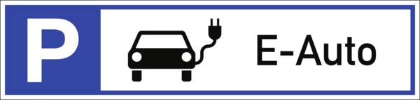 Schild Parkplatzreservierer E-Auto mit Symbol, Alu, 460x110 mm