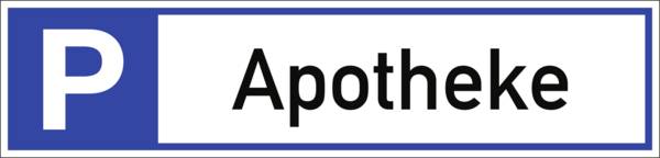 Schild Parkplatzreservierer Apotheke, Alu, 460x110 mm