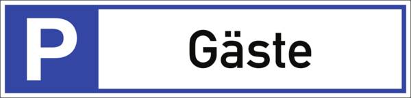 Schild Parkplatzreservierer Gäste, Alu, 460x110 mm