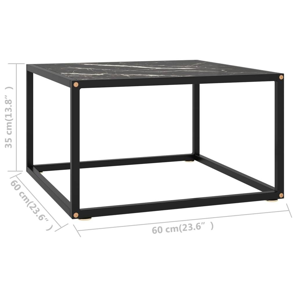 Beistelltisch Schwarz mit Schwarzer Marmor-Optik Glas-1