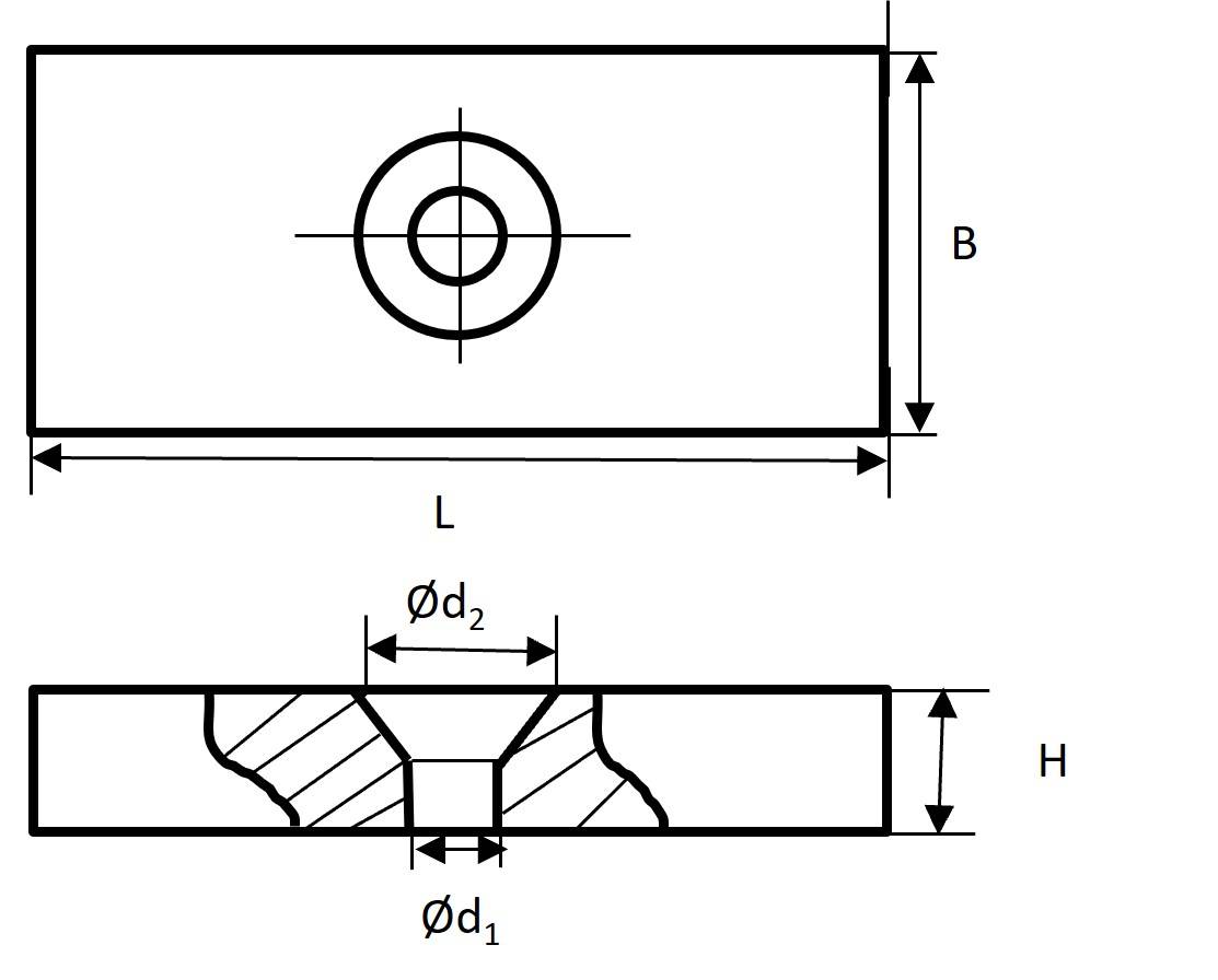 Magna-C Neodym-Blockmagnet 15x15x4mm mit konischer Senkung-1