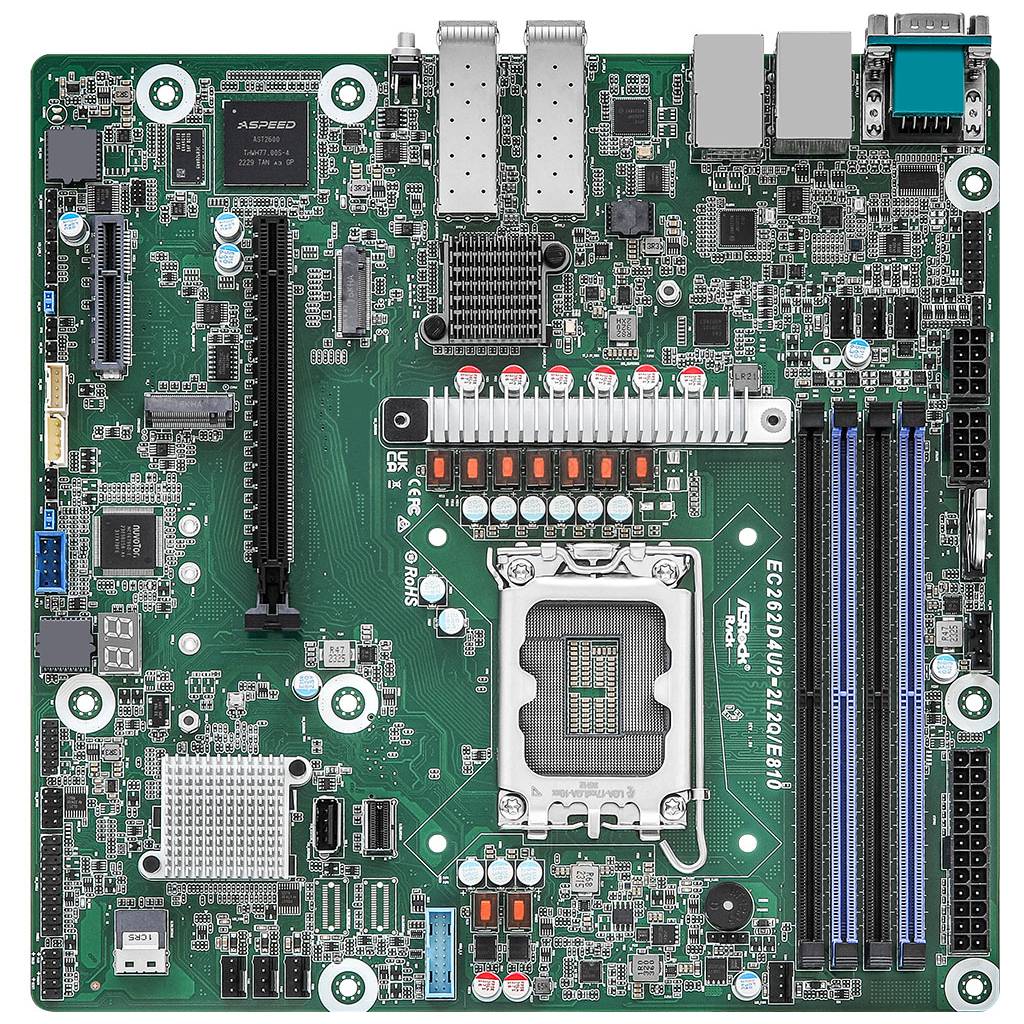 ASRock motherboard EC262D4U2-2L2Q/E810 micro-ATX Socket 1700 DDR5-only Single-0