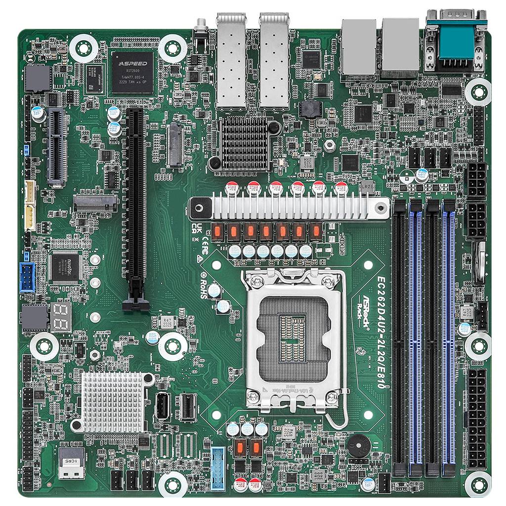 ASRock motherboard EC262D4U2-2L2Q/E810 micro-ATX Socket 1700 DDR5-only Single-1