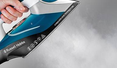 Russell Hobbs Cordless One Temperature, Dampfbügeleisen, Keramik-Bügelsohle, 1,9 m, 210 g/min, Schwarz, Blau, Weiß, 45 g-3