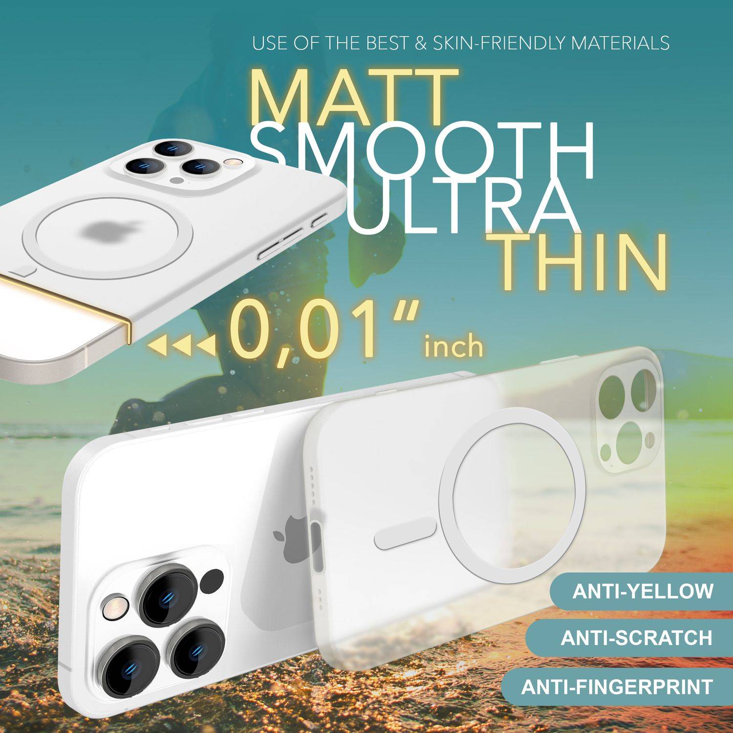 NALIA Extrem Dünne MagSafe Hülle für iPhone 16 Pro Max, 0,3mm Ultra Schlanke Schutzhülle, Handyhülle Weiß Transparent-2