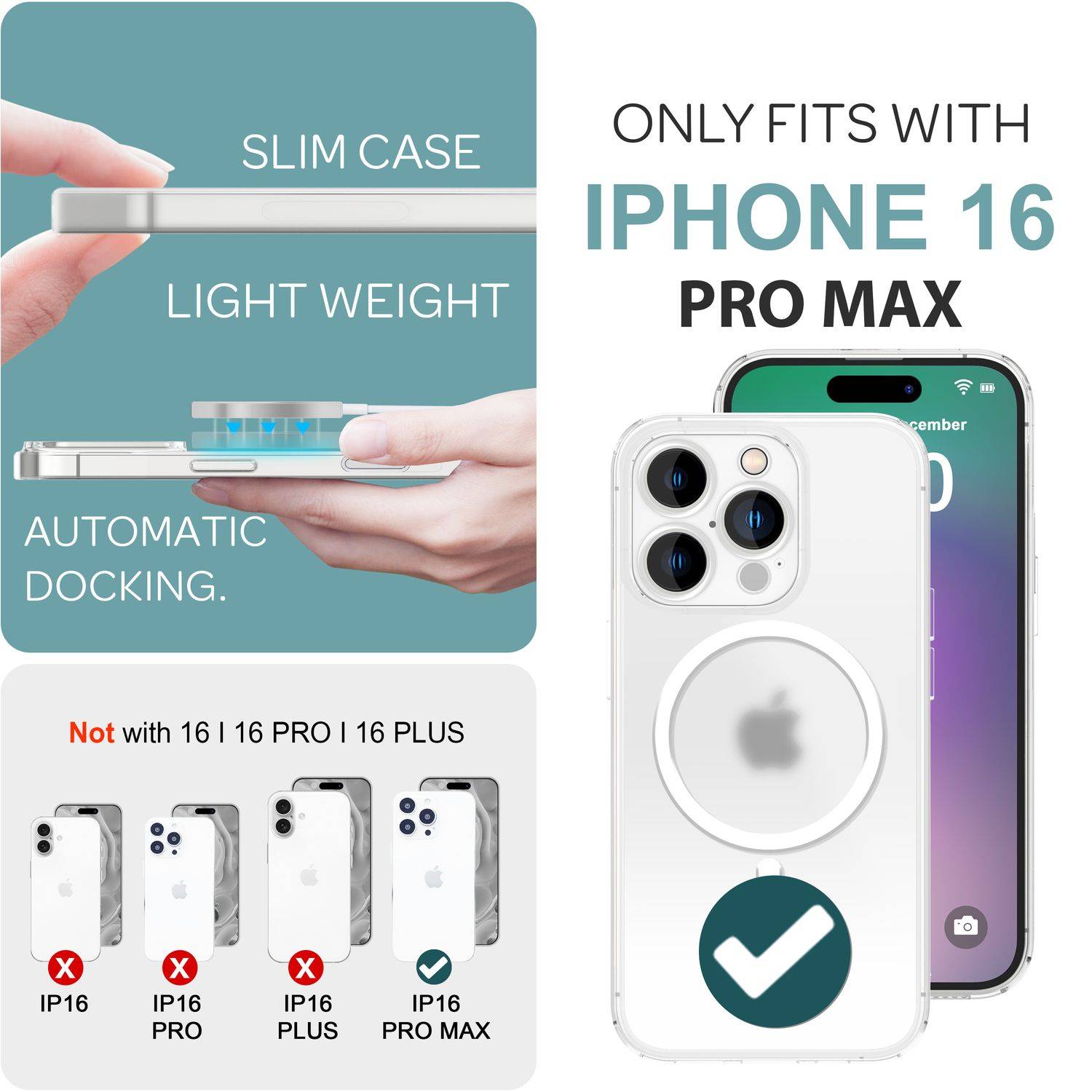 NALIA Extrem Dünne MagSafe Hülle für iPhone 16 Pro Max, 0,3mm Ultra Schlanke Schutzhülle, Handyhülle Weiß Transparent-3