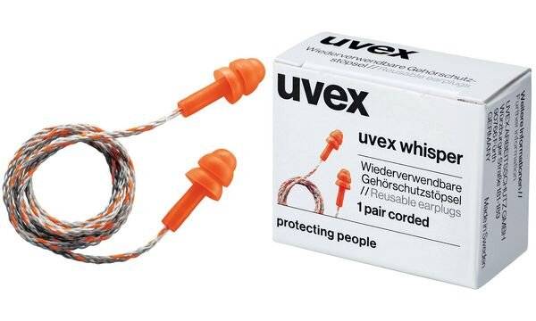 Uvex Whisper Mehrweg-Gehörschutzstöpsel mit Kordel - Orange - 23 dB - Standard-2