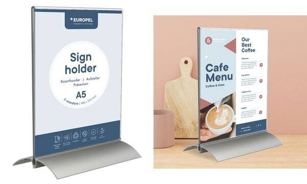 EUROPEL Tischaufsteller, DIN A4 hoch, Aluminiumsockel-1