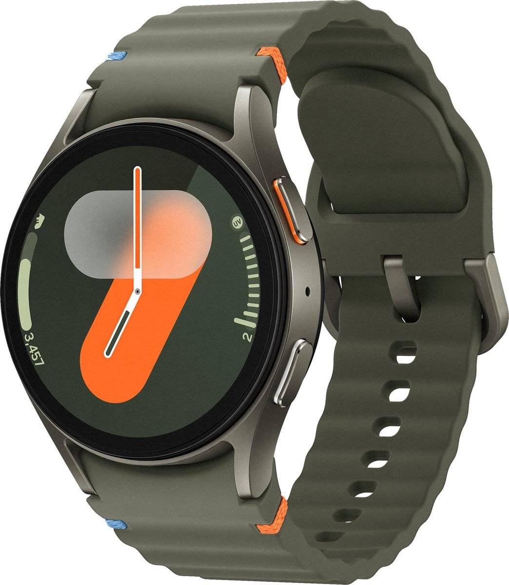 Samsung Galaxy Watch7 44 mm intelligente Uhr mit Sportband Gummi Bandgröße: M/L Anzeige 3,7 cm 1.47" 32 GB NFC Wi-Fi-2