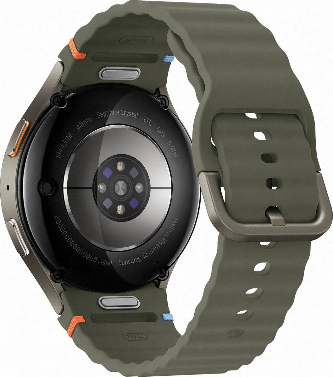 Samsung Galaxy Watch7 44 mm intelligente Uhr mit Sportband Gummi Bandgröße: M/L Anzeige 3,7 cm 1.47" 32 GB NFC Wi-Fi-3
