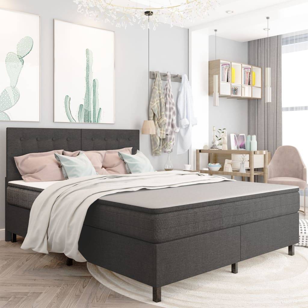 Boxspringbett Dunkelgrau Stoff 160x200 cm-1