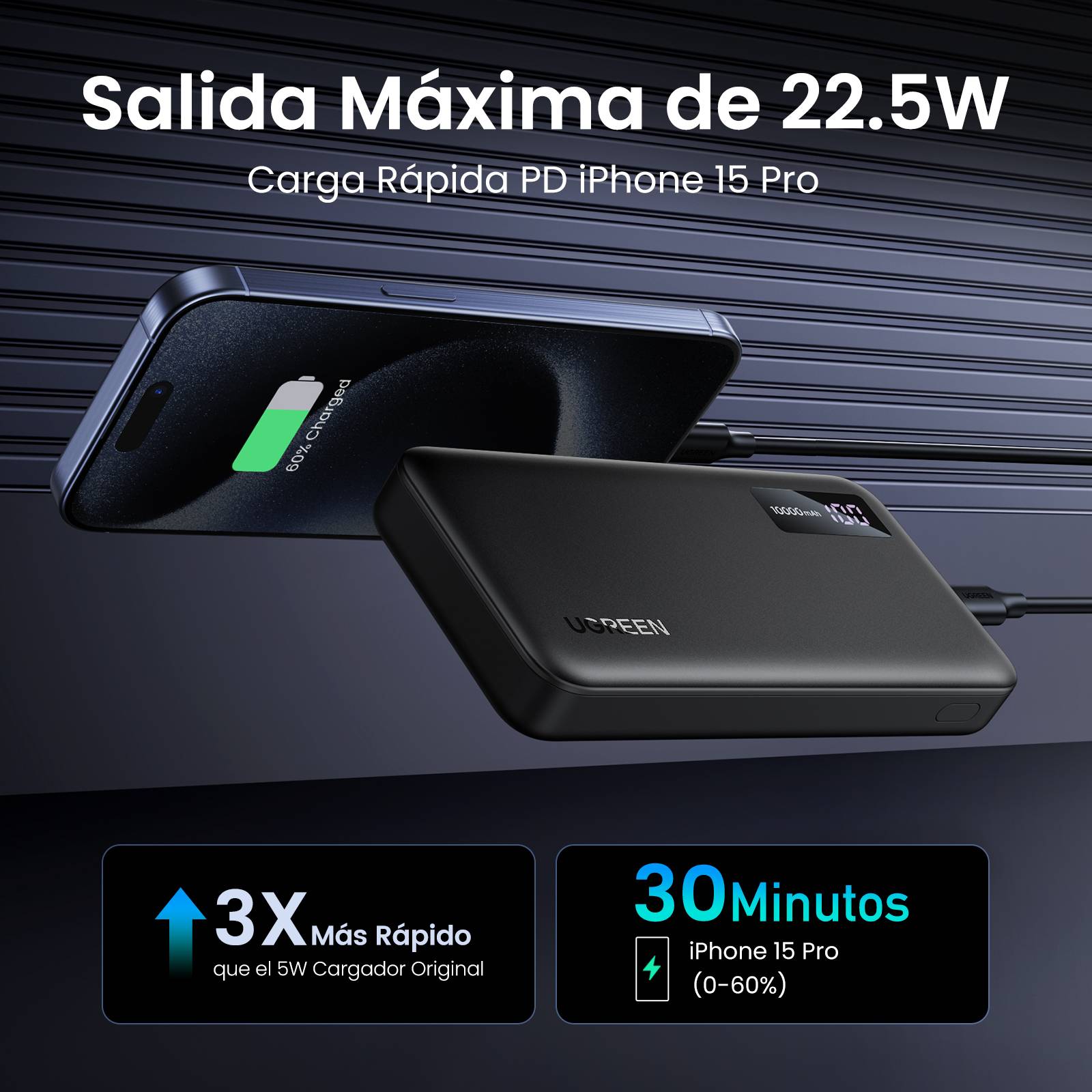 UGREEN PB311 10K 20W Powerbank 1C1A Telekommunikation, UCC & Wearables Smartphone Zubehör &-4