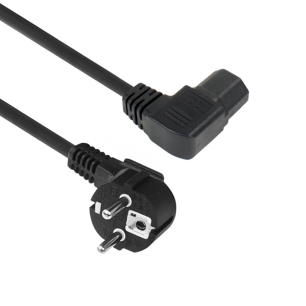 ACT AK5347 Netzkabel Schuko CEE7/7 Stecker (gewinkelt) - C15 (gewinkelt links) IEC60320 | Schwarz | 1,5 Meter-0