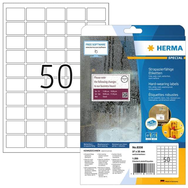 HERMA Etikett 8338 37x25mm PES weiß 1.250 St./Pack.-3