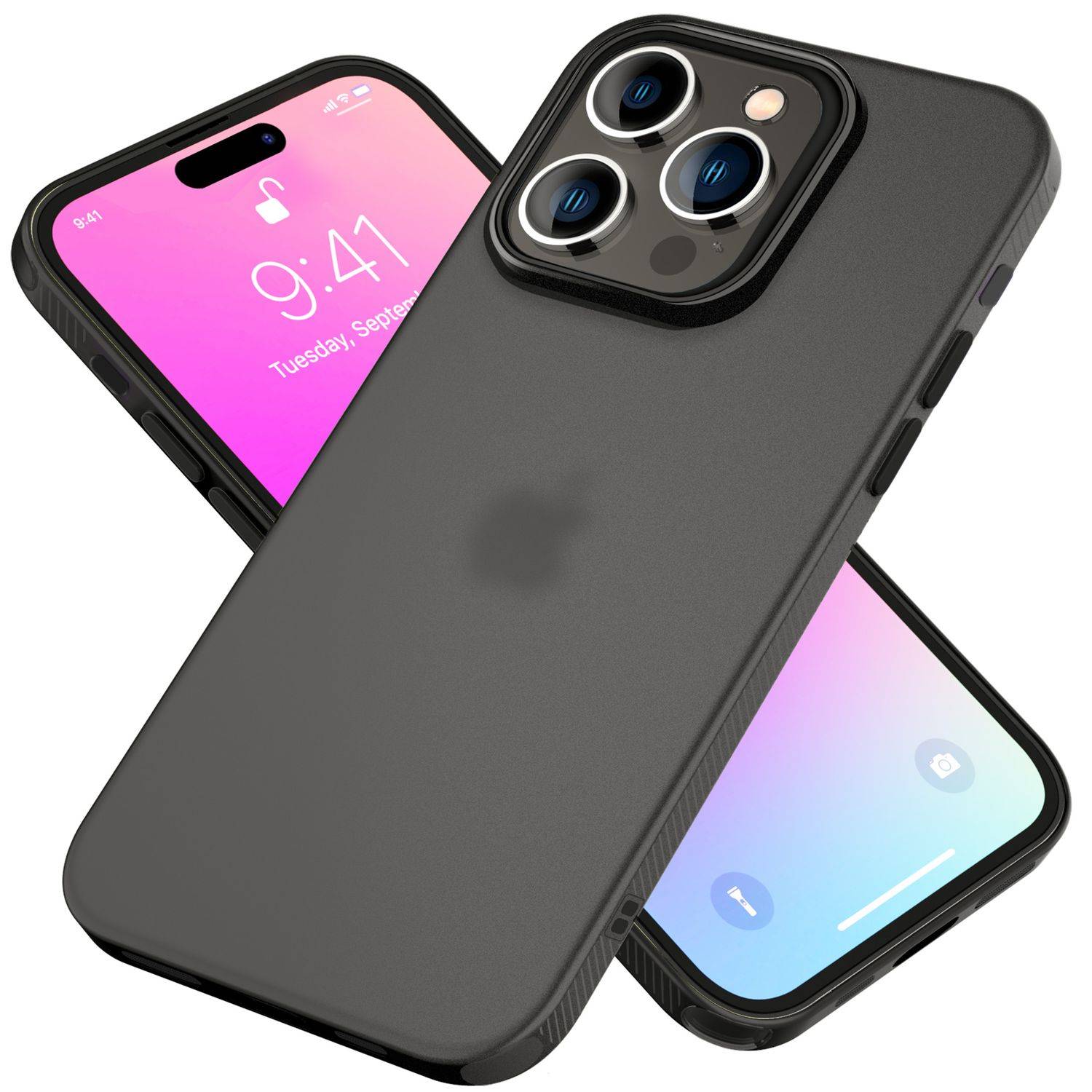 NALIA Fein Mattierte Silikonhülle für iPhone 16 Pro, Rutschfeste Handyhülle, Stoßfeste Fallschutz Hülle Grau Transparent-0