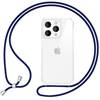 NALIA Klare Hülle mit Band zum Umhängen für iPhone 16 Pro, Transparente Schutz Handyhülle mit Handykette Dunkelblau