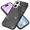 NALIA Glitzer Hybrid Hülle für iPhone 16 Plus, Verstärkte Silikon Handyhülle, Glänzende Schutz Glitzerhülle Schwarz