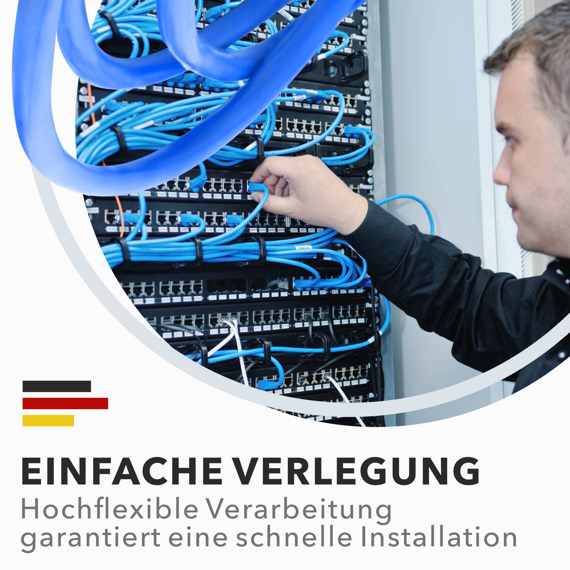 Cat.8 Netzwerkkabel Verlegekabel 2000 MHz S/FTP 100 m Spule PIMF Blau-3