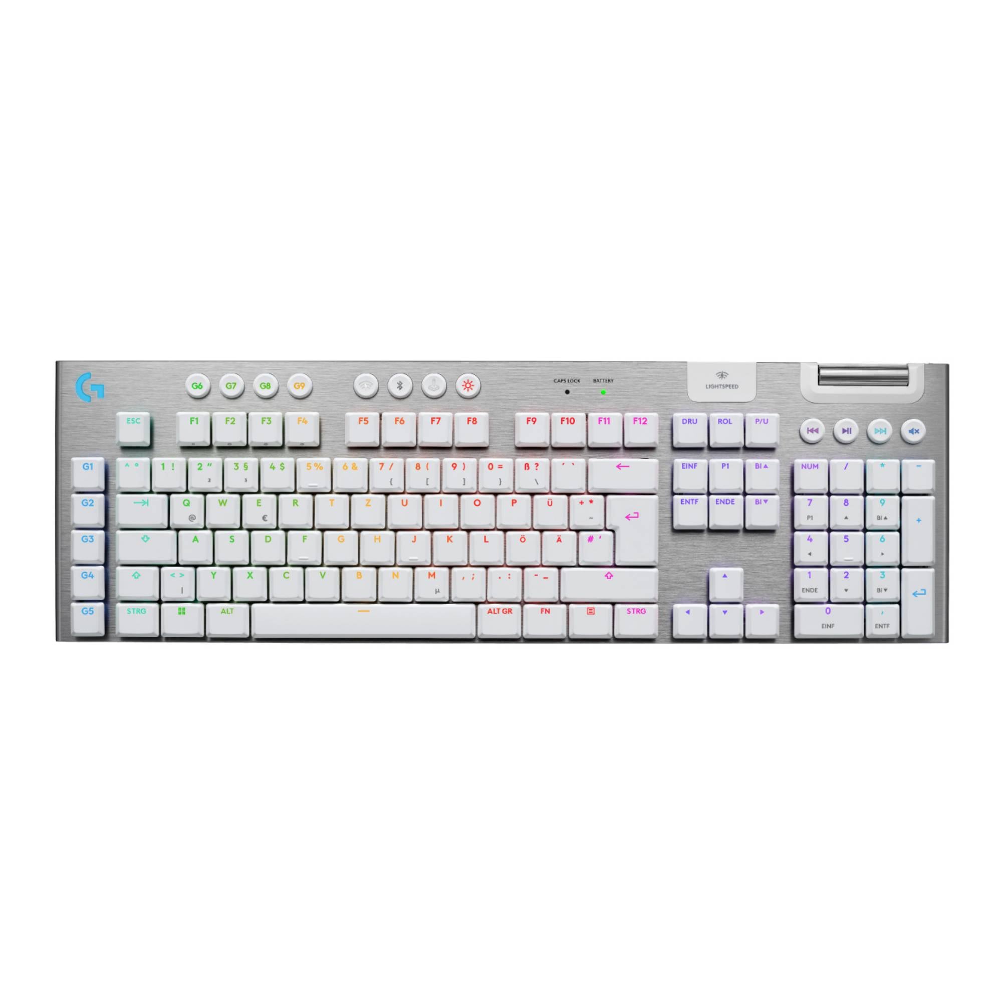 Logitech G G915 X LIGHTSPEED Verkabelt & Kabellos USB + RF Wireless + Bluetooth Mechanischer Switch QWERTZ LED Weiß-4