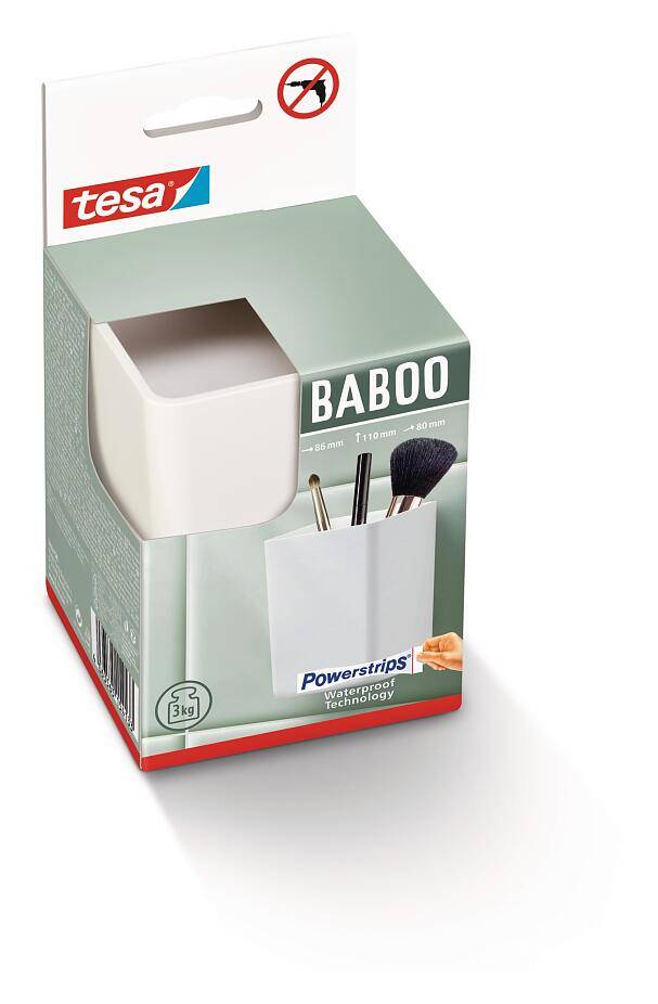 TESA - BABOO - Badezimmer-Organizer - Weiß - Kunststoff - Vollständig klebend - 3 kg - 86 mm-2