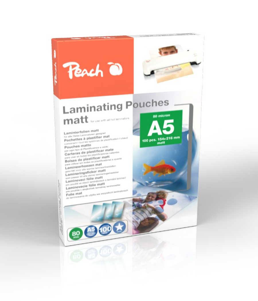 Peach Laminierfolie A5 | 80 mic | 100 St. | matt | beschreibbar | Premiumqualität für beste-1